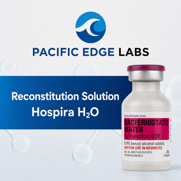 Pacific Edge Labs Reconstitution Solution / Hospira H₂O product packaging